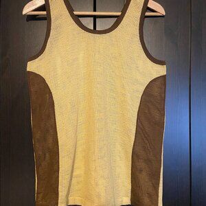 Vintage 1970's Mesh Tank Butter Yellow and brown No tags like new